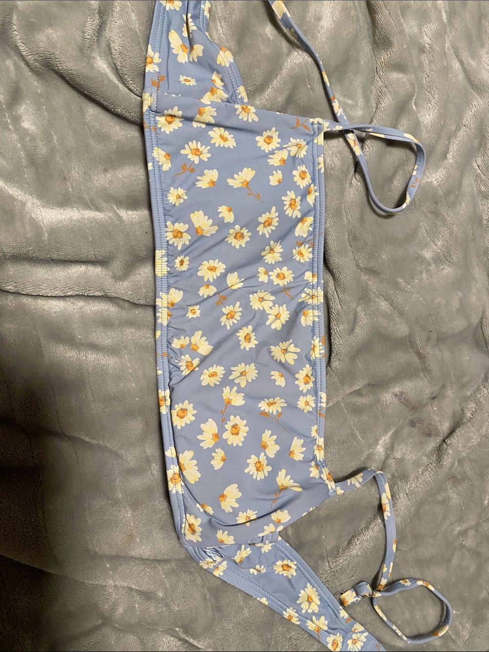 Floral Daisy Bandeau Bikini Top - Light Blue